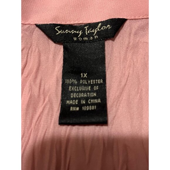 Sunny Taylor Womens Pink Long-Sleeve Blouse W/ Beaded & Lace Accents - Picture 9 of 12